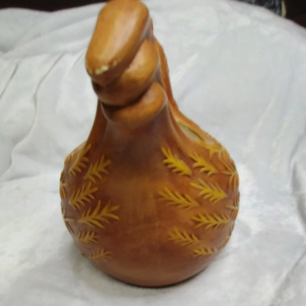 Vintage Ceramic Chicken Planter Brown Yellow Mid Century‎ Farmhouse Decor